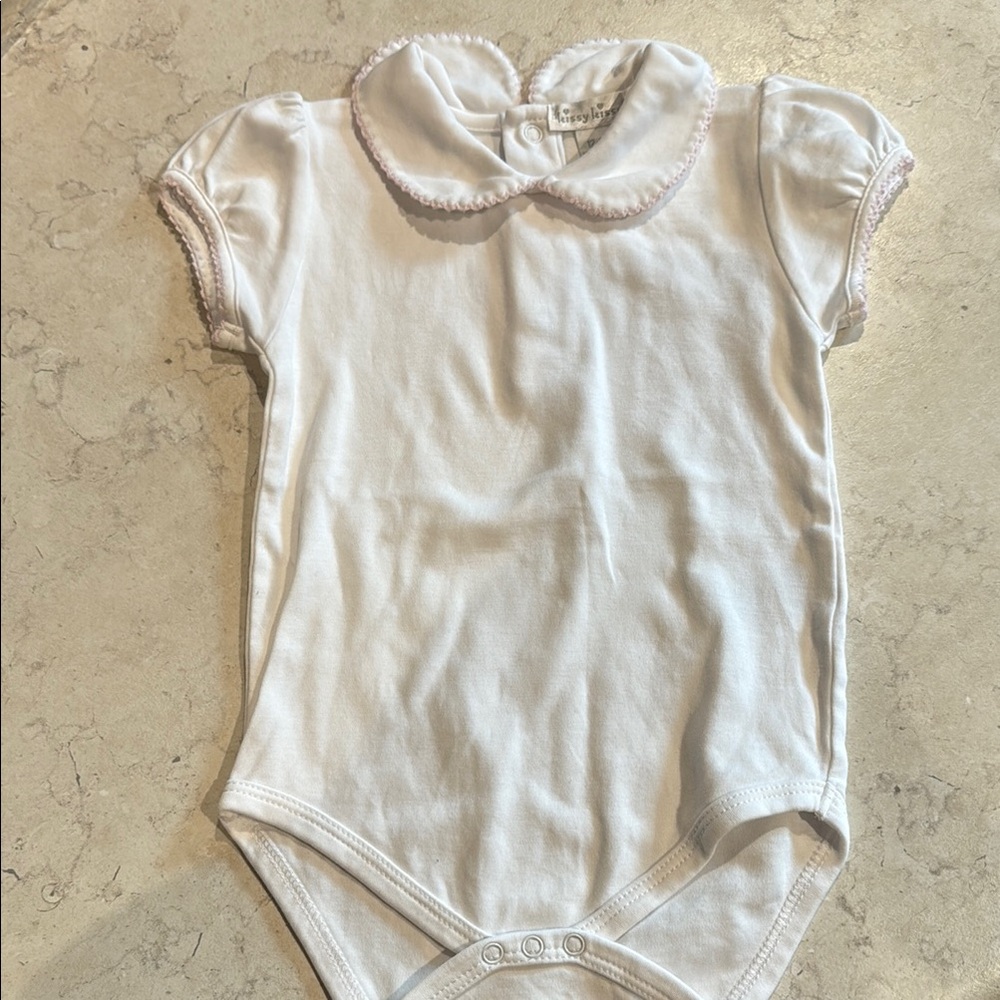 Kissy Kissy White Bodysuit with Pink Trim